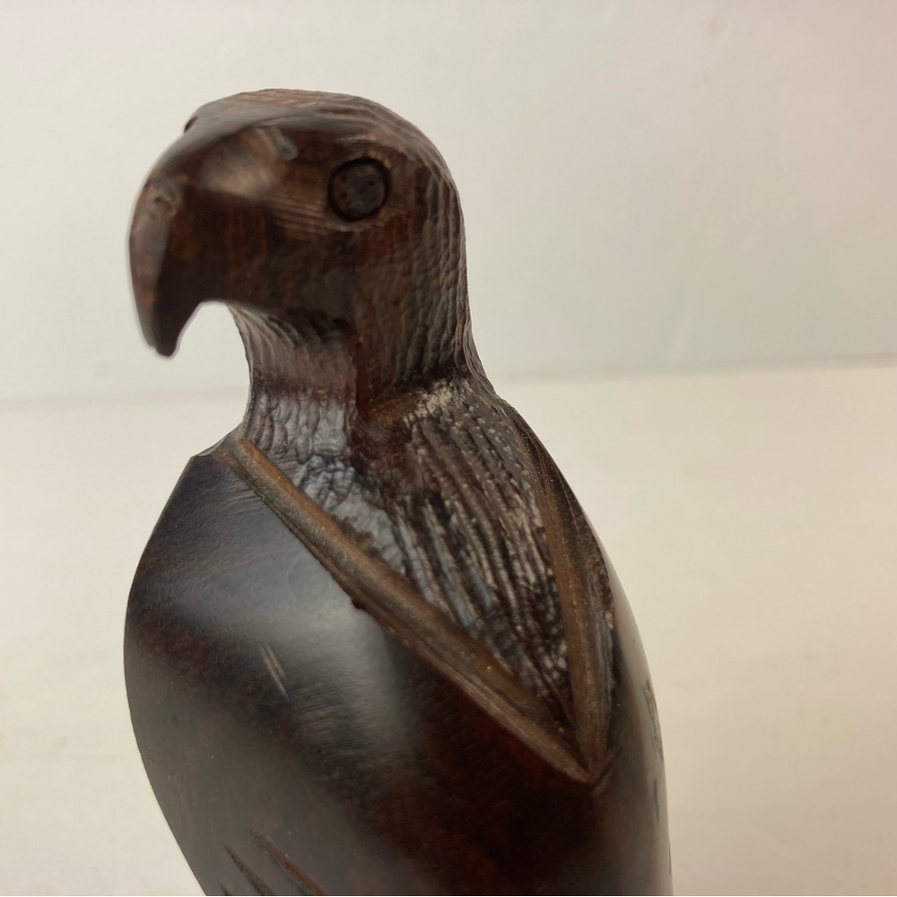 Beautiful Vintage Hawk Falcon Hand Wood Carved Bird Ironwood Eagle Sculpture